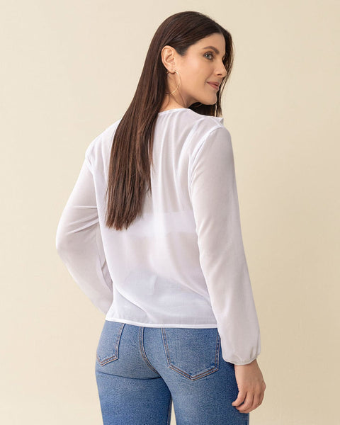 Blusa manga larga con transferencia y boleros#color_000-blanco