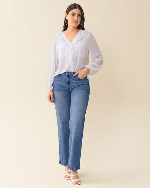 Blusa manga larga con transferencia y boleros#color_000-blanco