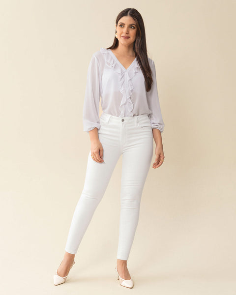 Blusa manga larga con transferencia y boleros#color_000-blanco