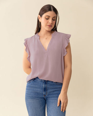 Blusa con boleros en cuello y mangas#color_422-lila
