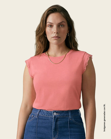 Camiseta con detalle tejido en mangas#color_c53-rosado
