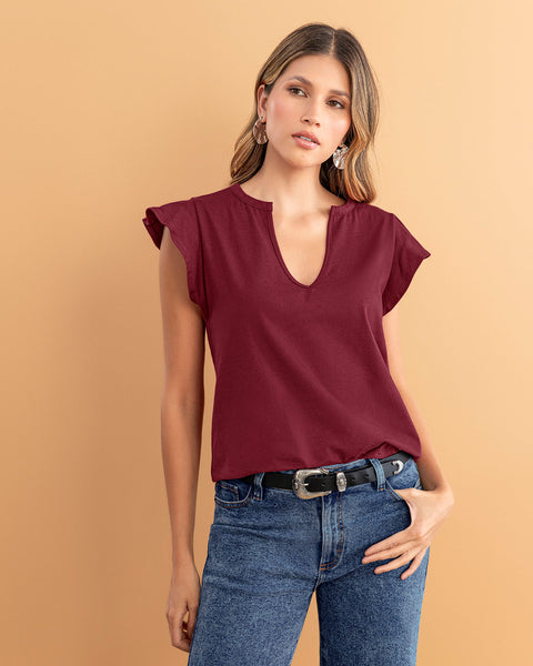 Camiseta con bolero en manga#color_349-vino