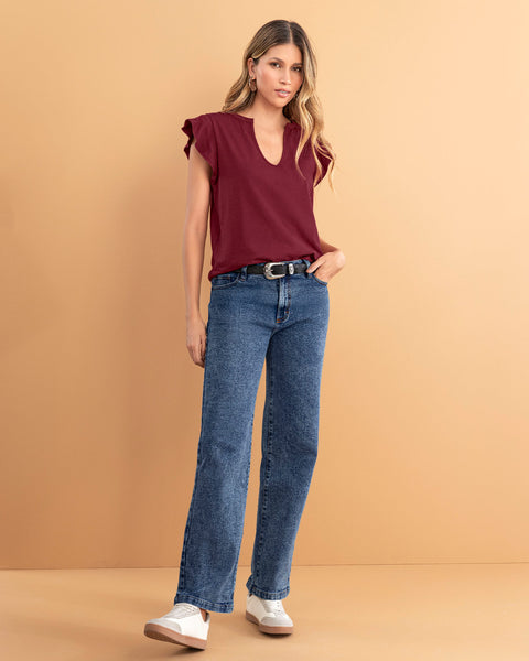 Camiseta con bolero en manga#color_349-vino