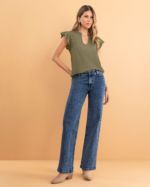 Camiseta con bolero en manga#color_601-verde