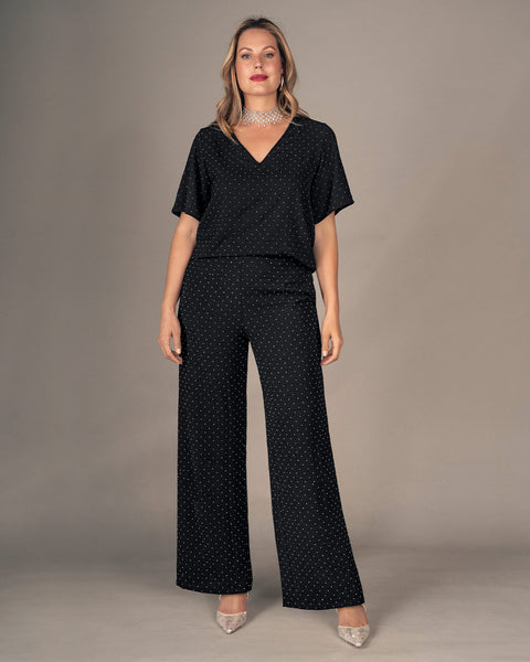 Blusa manga corta con apliques brillantes#color_700-negro