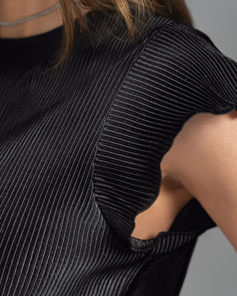 Camiseta manga corta en tela satinada y acanalada#color_700-negro