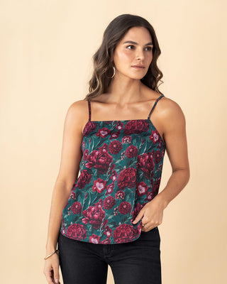 Blusa estampada de tiritas y escote recto#color_060-botanico-rojo