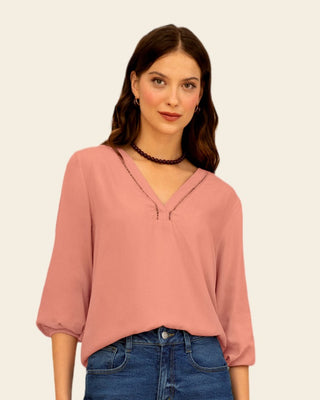Camiseta manga larga con elástico para efecto volumen#color_c27-palo-de-rosa