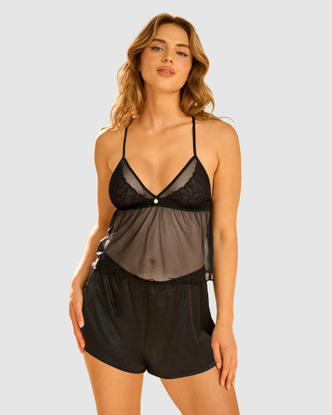 Short corto con abertura y accesorio en la parte de atrás Leonisa by Serez#color_700-negro