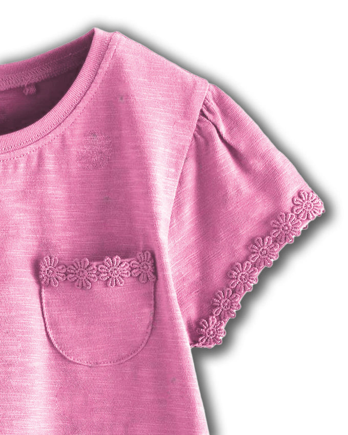 Camiseta niña manga corta con bolsillo funcional#color_301-rosa