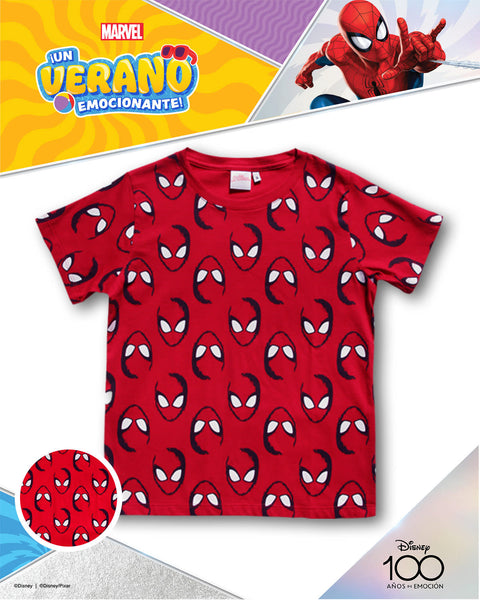 Camiseta manga corta niño con cuello en rib#color_183-fondo-rojo