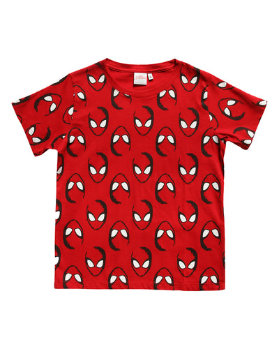 Camiseta manga corta niño con cuello en rib#color_183-fondo-rojo