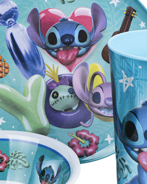 Kit Plato Hondo Plato Tendido Melamina Y Vaso Metalizado Stitch#color_547-stich