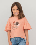 Camiseta manga corta con boleros en mangas para niña