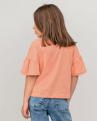 Camiseta manga corta con boleros en mangas para niña