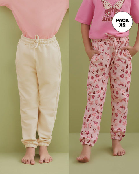 Paquete x 2 joggers infantiles#color_s01-rosado-y-arena