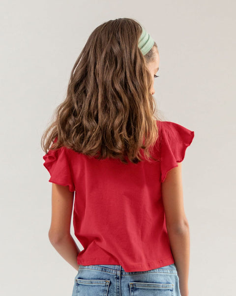 Camiseta para niña con mangas con boleros#color_302-rojo