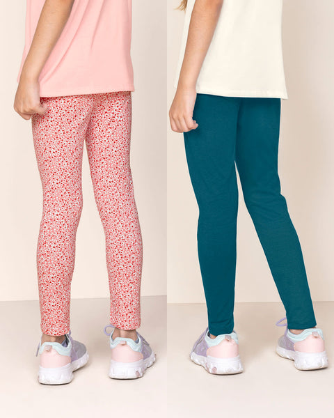 Paquete x 2 leggings para niña#color_984-rosa-estampado-azul