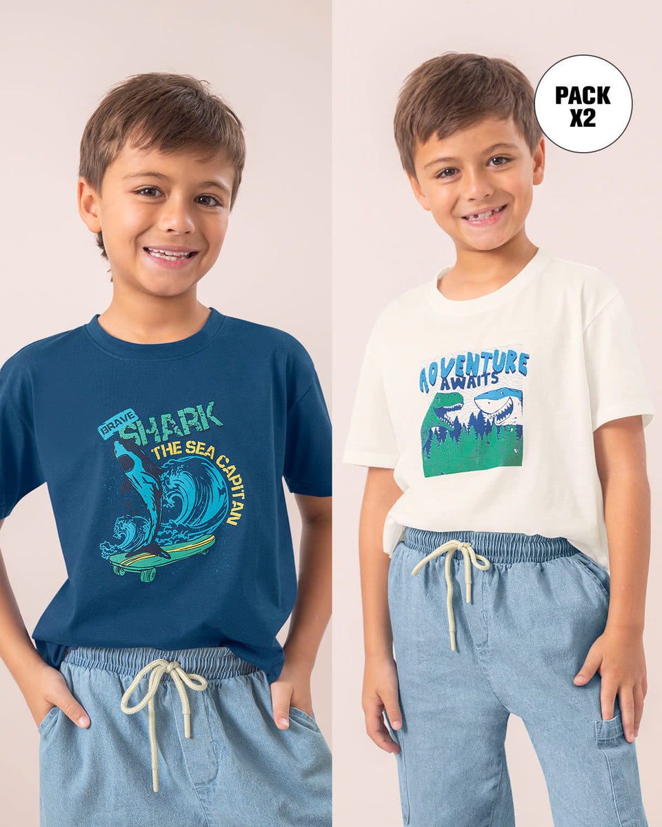 Paquete x2 camisetas manga corta para niña