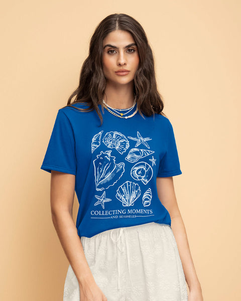 Camiseta en algodón manga corta con estampado localizado#color_169-azul