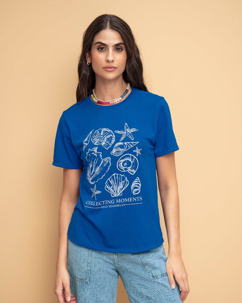 Camiseta en algodón manga corta con estampado localizado#color_169-azul