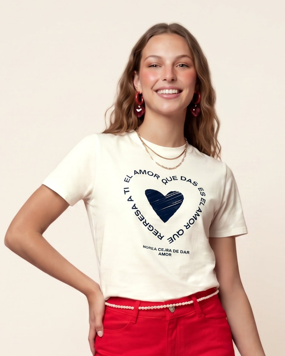 Camiseta en algodón manga corta con estampado localizado