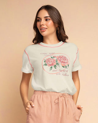 Camiseta básica manga corta con estampado#color_812-marfil