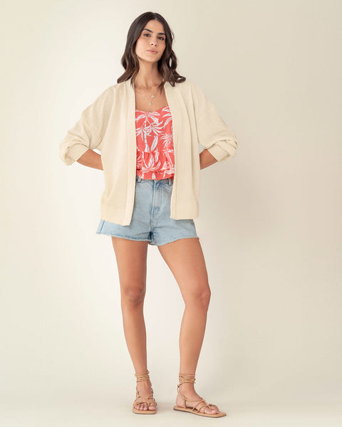 Blusa tiritas con escote en V y boleros en borde#color_104-fondo-coral