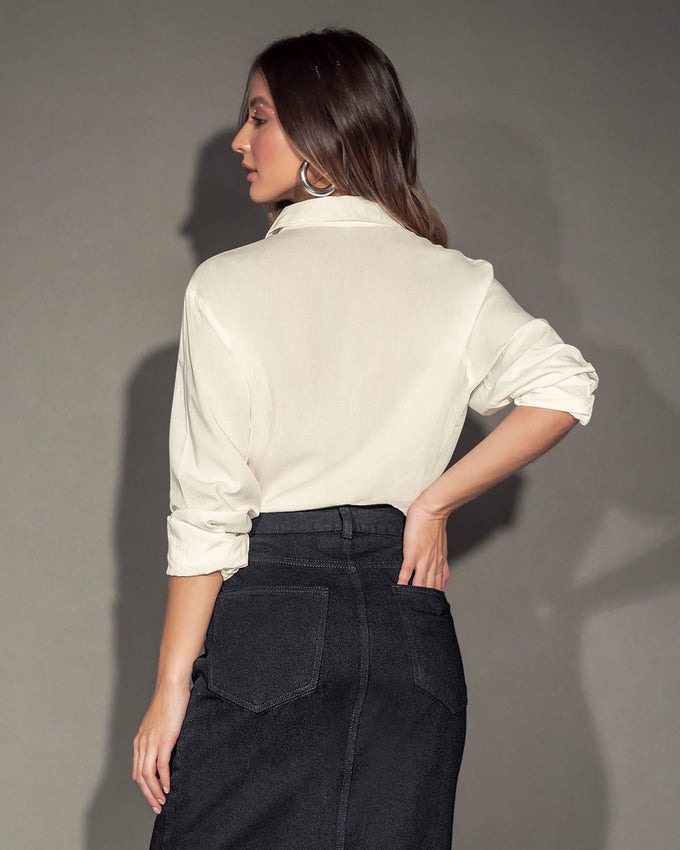 Blusa manga larga con botones funcionales y elástico en borde#color_000-blanco