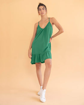 Vestido corto tiritas con escote en U#color_249-verde-jade