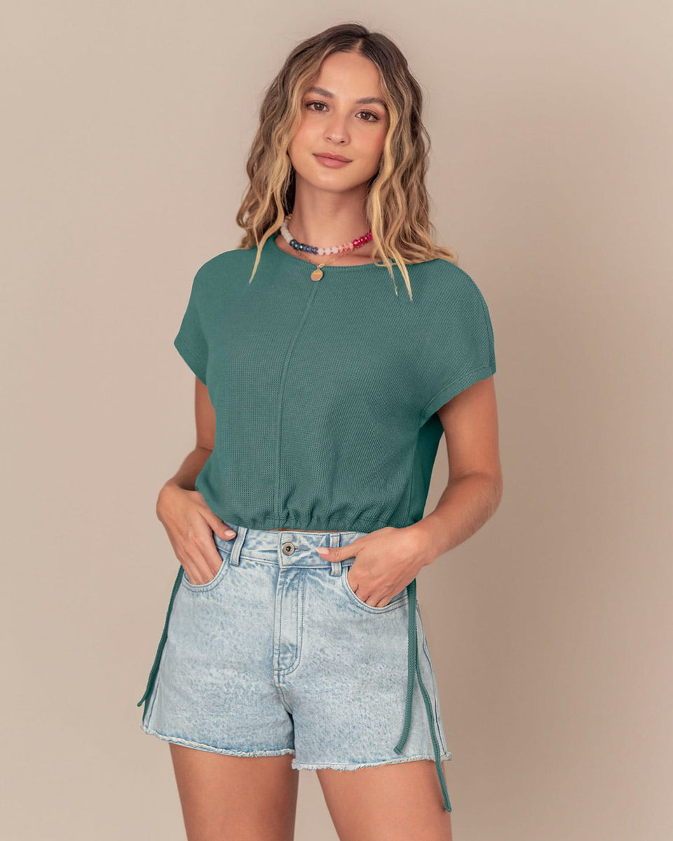 Blusa manga corta silueta boxy