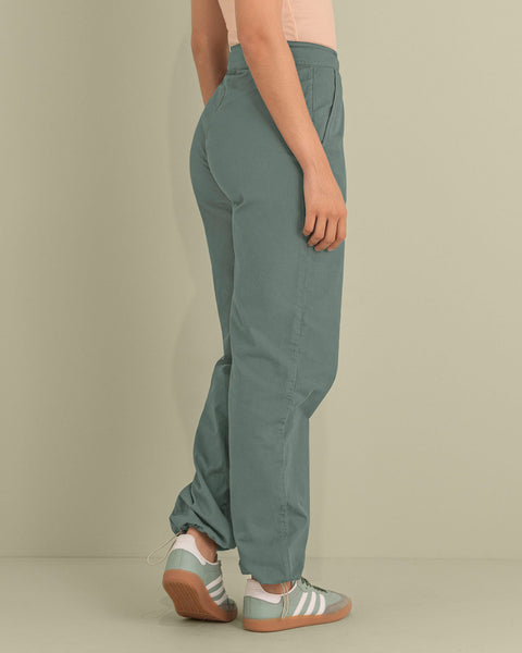 Pantalón bota recta con elástico en borde#color_249-verde