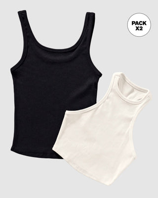 Pack x2 Camiseta + Crop top#color_s01-negro-blanco