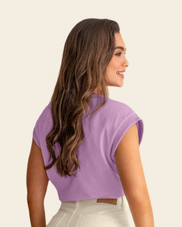Camiseta con textura y manga corta#color_422-lila