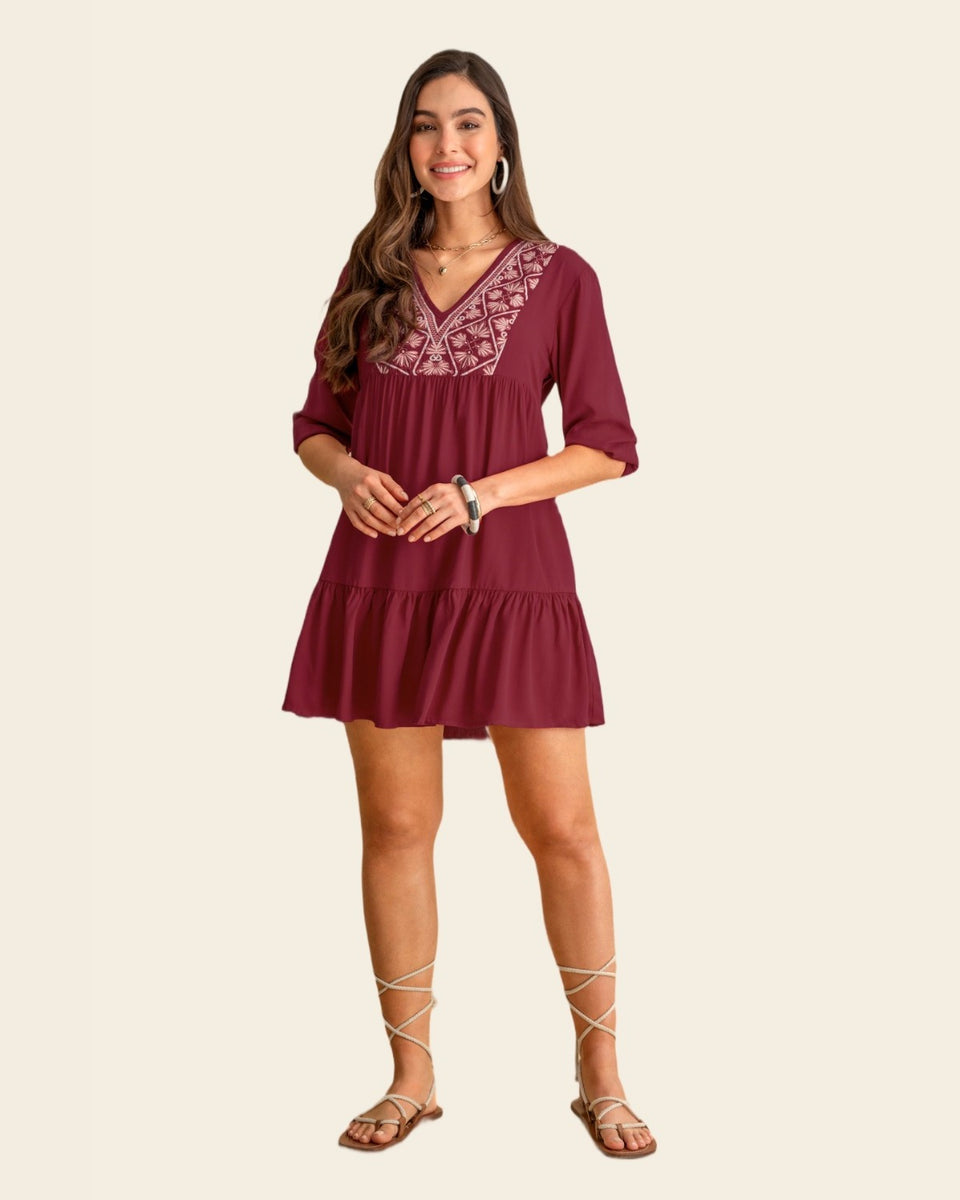 Vestido corto con estampado brillante