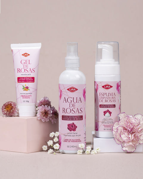 Pack Piel Radiante Belleza Perfecta (Espuma Limpiadora +  Agua de Rosas + Gel de Rosas)#color_305-rosa