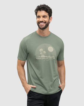 Camiseta manga corta con estampado localizado y cuello redondo#color_198-verde-oliva