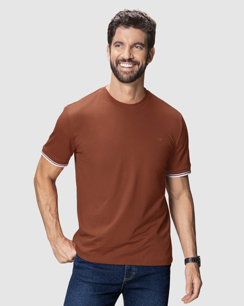 Camiseta cuello redondo manga corta#color_174-rojo-oscuro