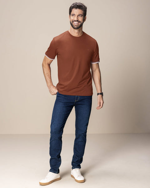 Camiseta cuello redondo manga corta#color_174-rojo-oscuro