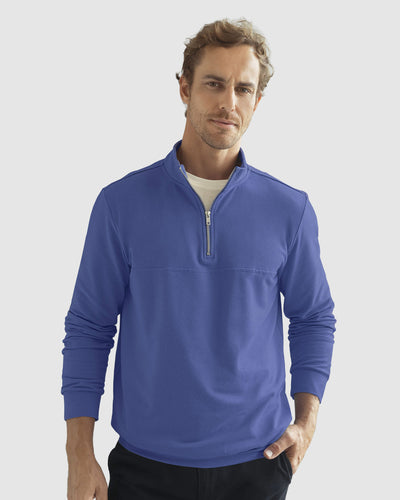 Buzo manga larga con cierre frontal en cuello#color_464-azul