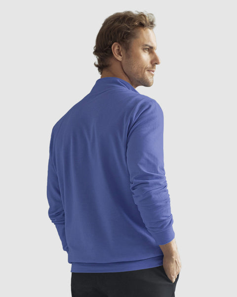 Buzo manga larga con cierre frontal en cuello#color_464-azul