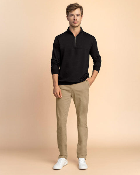 Buzo manga larga con cierre frontal en cuello#color_700-negro