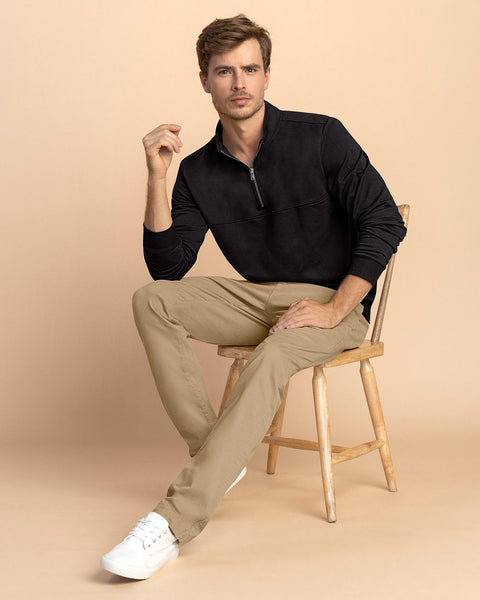 Buzo manga larga con cierre frontal en cuello#color_700-negro