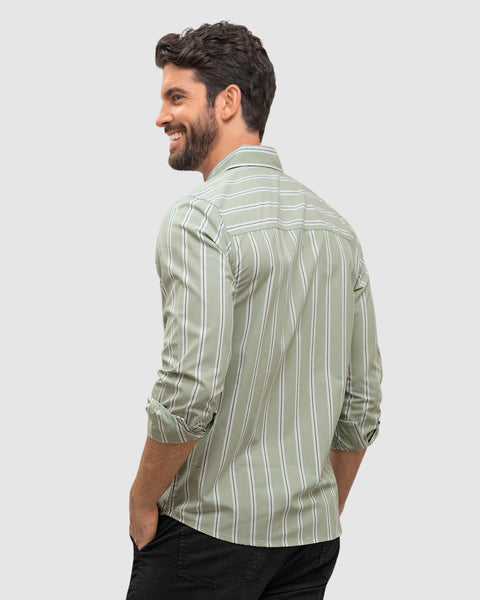 Camisa de botones estampada#color_603-raya-verde