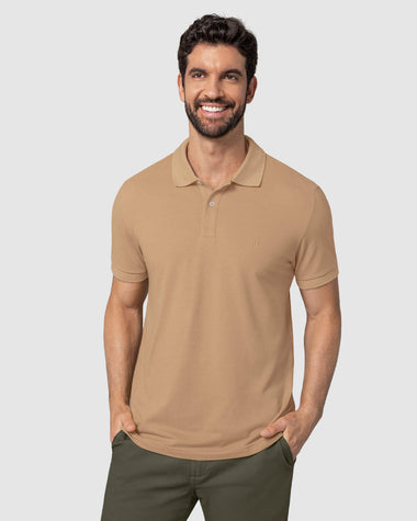 Camiseta tipo polo manga corta masculina#color_381-camel