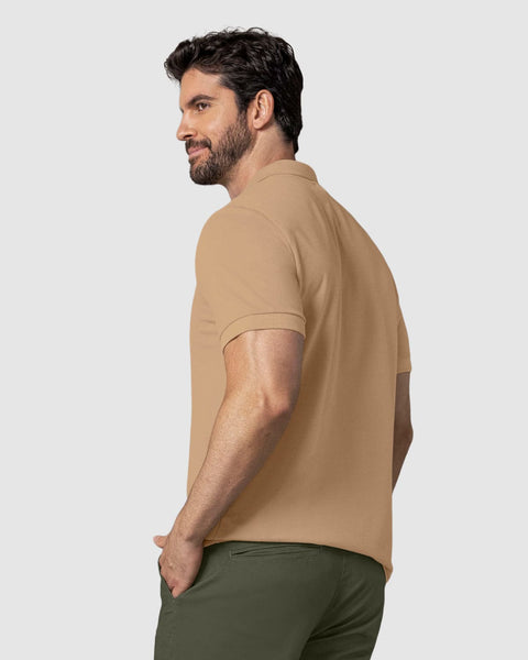 Camiseta tipo polo manga corta masculina#color_381-camel