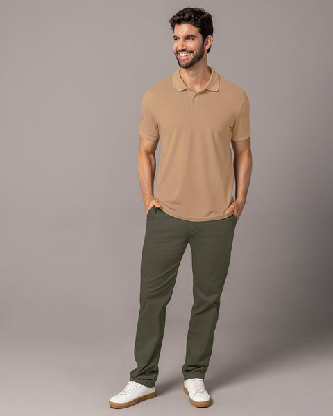 Camiseta tipo polo manga corta masculina#color_381-camel