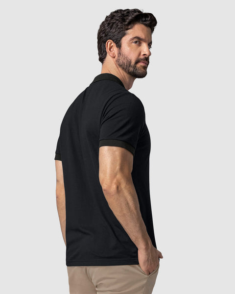 Camiseta tipo polo manga corta masculina#color_700-negro