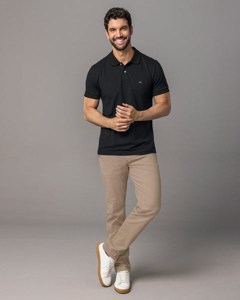 Camiseta tipo polo manga corta masculina#color_700-negro
