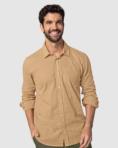Camisa con botones y bolsillo en frente#color_084-arena